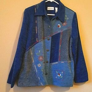 Alfred Dunner Blue Patchwork Jacket Size 14
